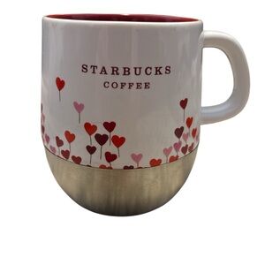 VTG 2007 Starbucks Valentines Coffee Mug Ceramic & Stainless Steel 14 oz